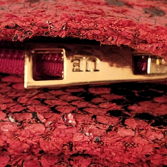 Urban Expressions Clutch Vegan Python Look, Red, Black, Gold Hardware - Picture 4 of 11